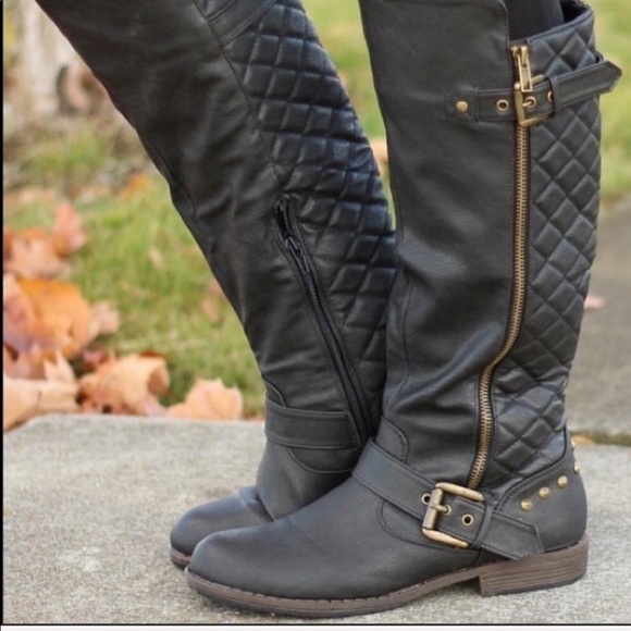 Nina Tall Black Studded Riding Boots Size 5 - Picture 2 of 8